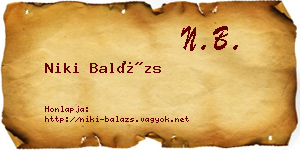 Niki Balázs névjegykártya